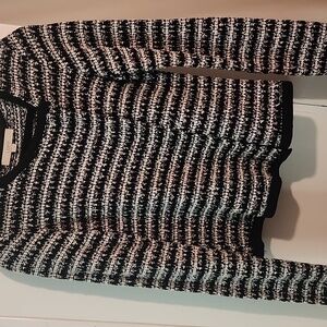 LOFT Monochrome Striped Knit Sweater